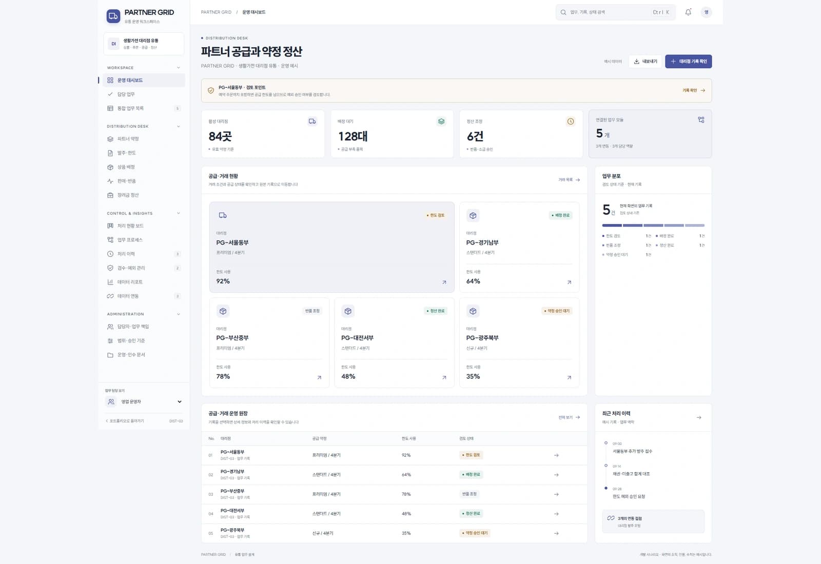 대리점 공급·정산 시스템
