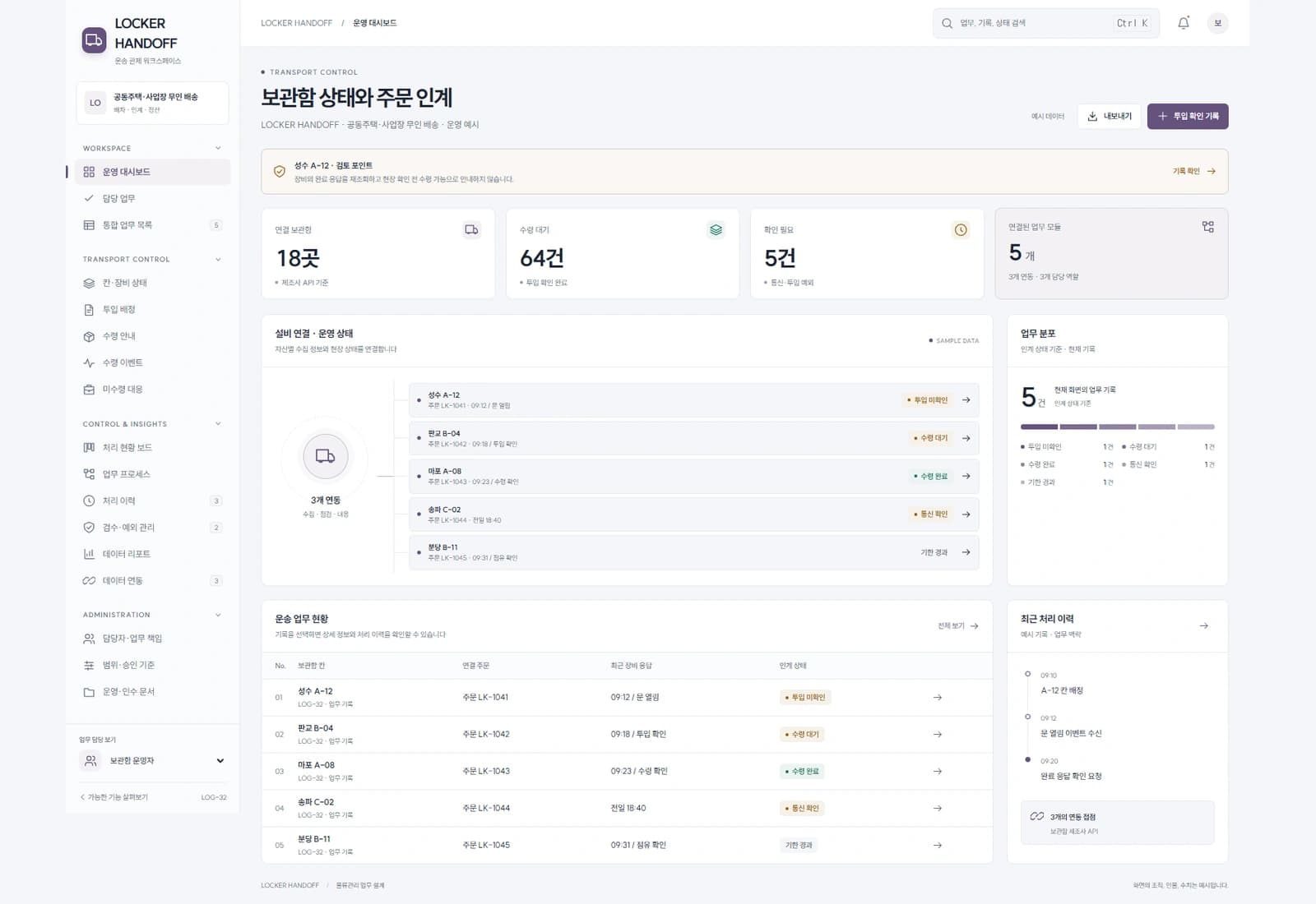 LOCKER HANDOFF · 공동주택·사업장 무인 배송 · 운영 예시