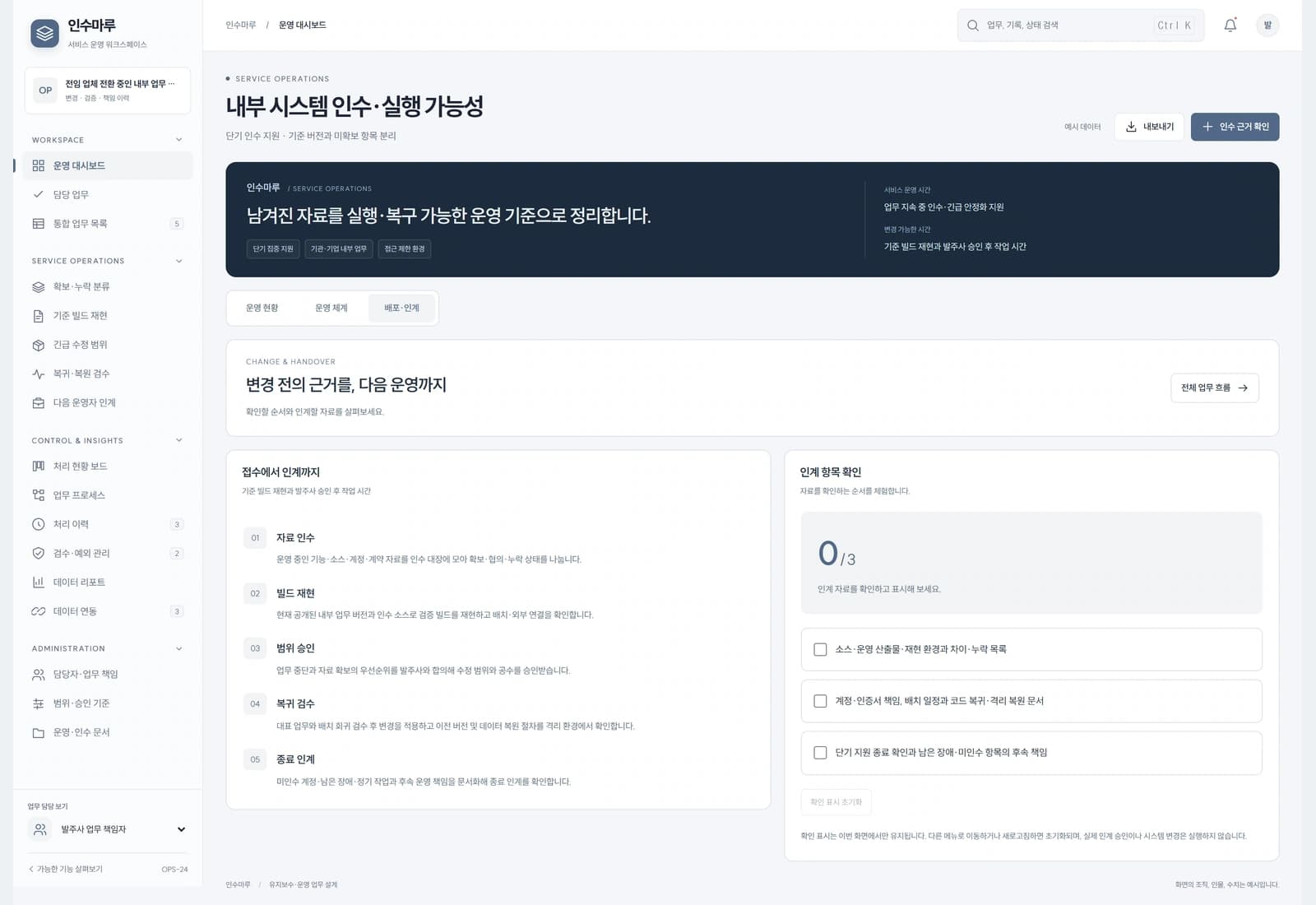 재현된 빌드의 승인 수정만 적용하고 코드 복귀와 데이터 복원을 분리해 검수하며 격리 복원 결과를 운영에 자동 반영하지 않습니다.