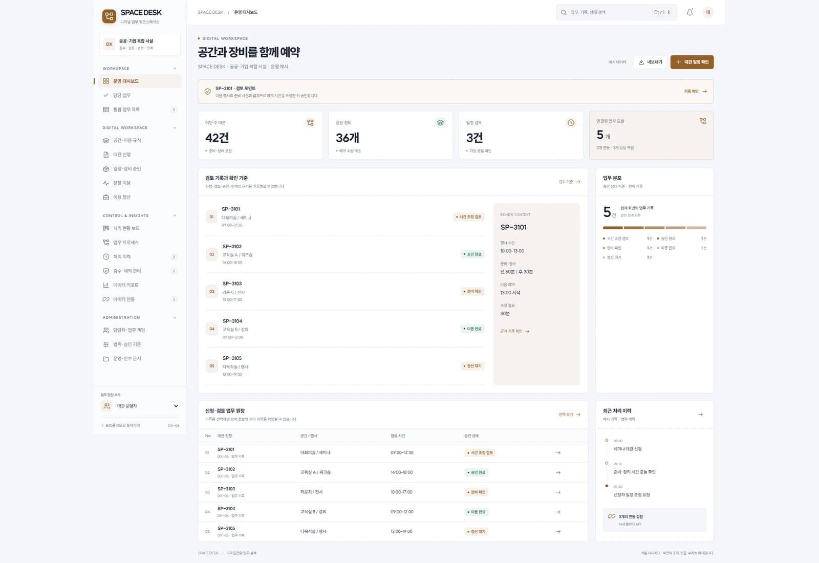 시설 대관 운영 시스템 대표 화면
