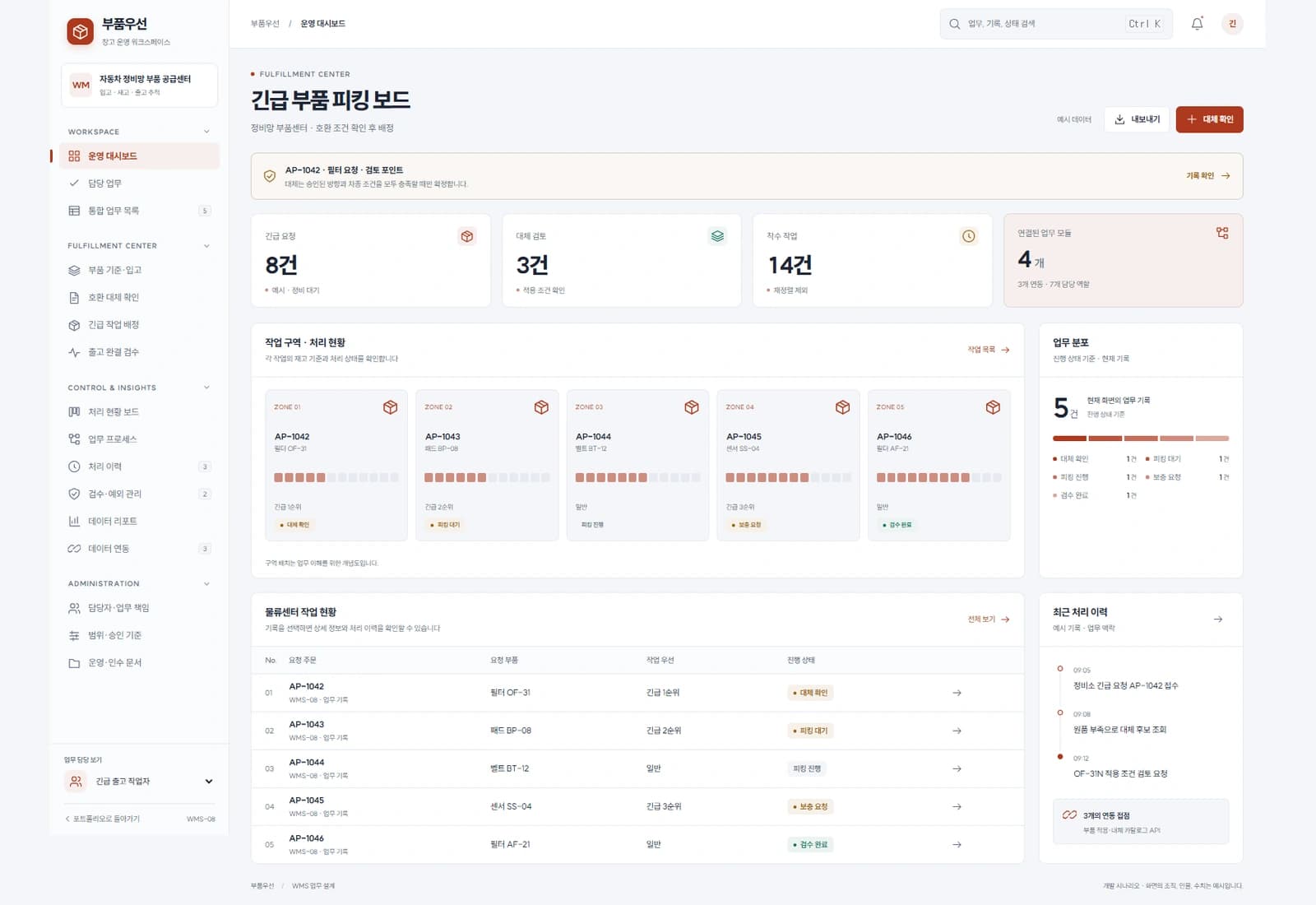 자동차 부품 피킹 솔루션 대표 화면